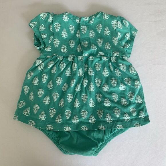 Carters Dress Baby Girl 9M Teal Green Leaves Boho Cute Casual Beach Vacation - Picture 2 of 6